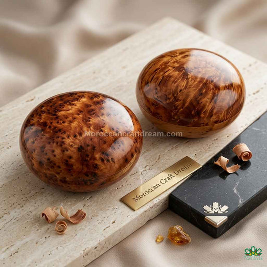 Elegant Thuya wood keepsake box with a high-gloss natural finish