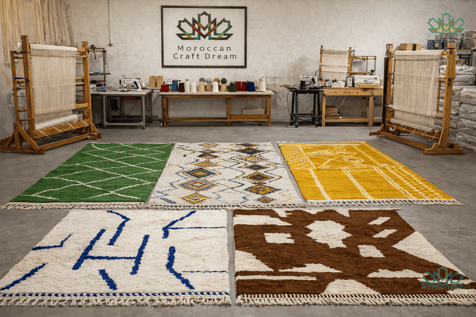 handmade berber area rugs in a workshop production moroccancraftdream