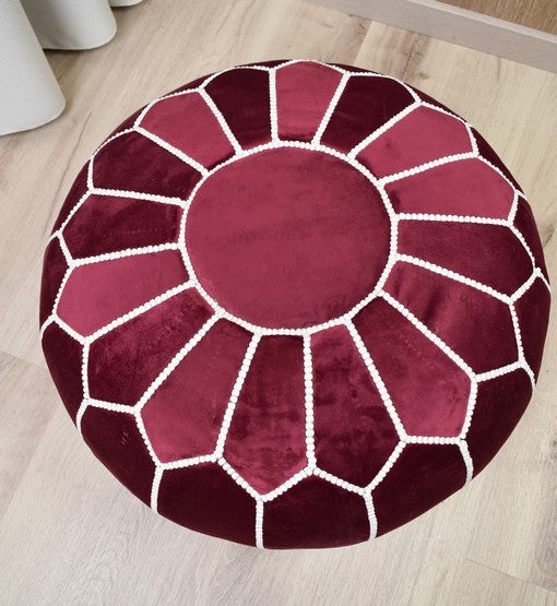 Pouf marocain de luxe en velours NOIR VP1BL