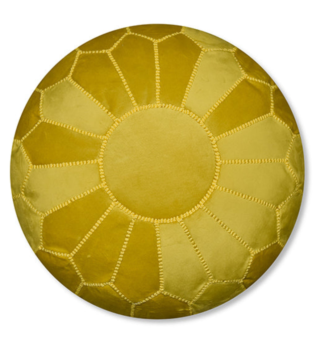 handùade yellow velvet pouf