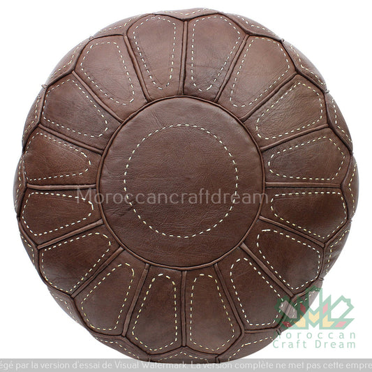 Luxury Leather Ottoman Chocolate Without Star Stitching MRP5CH