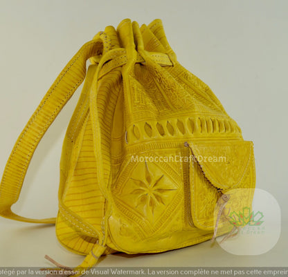 Πολυτελής γυναικεία δερμάτινη τσάντα Mustard LB1MU