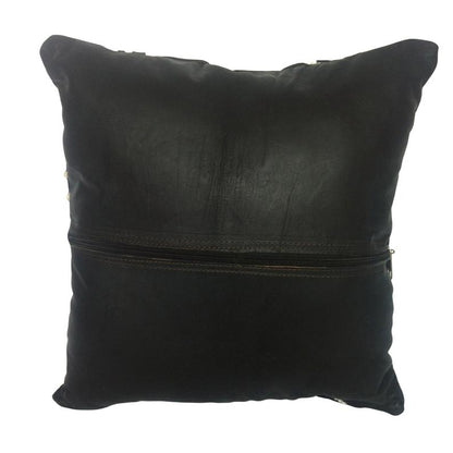 Leather Square Luxury Embroidered Pillow Black EP1BL