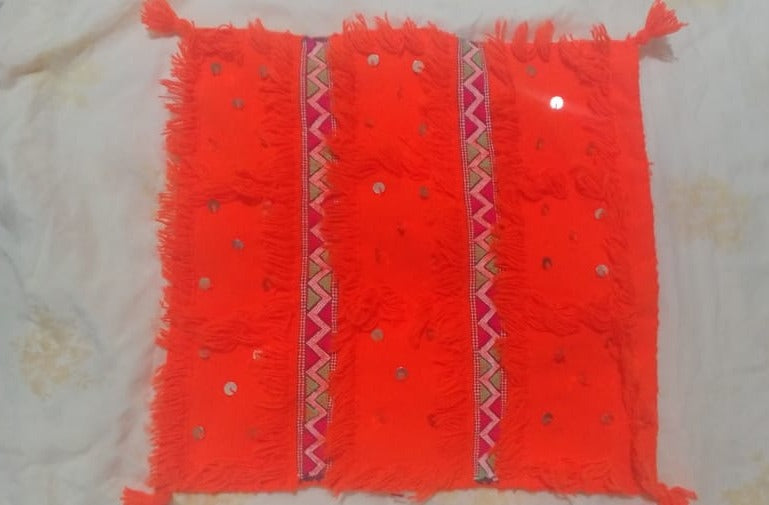 Moroccan Wedding Blanket Pillow Handira Orange