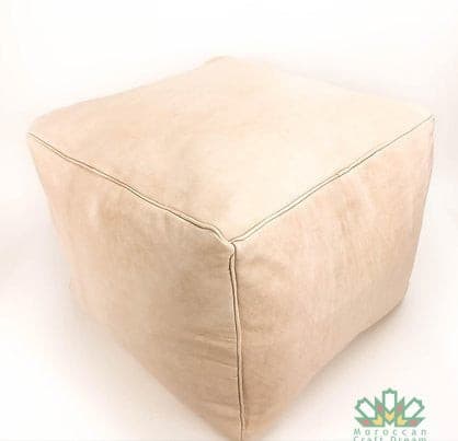Luxury Leather Square Ottoman Light Natural SP1NA
