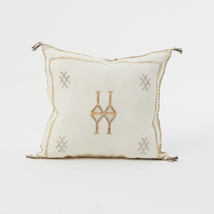 White Moroccan Cactus Silk Sabra Pillow