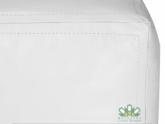 Luxury Leather Square Ottoman White SP1WH