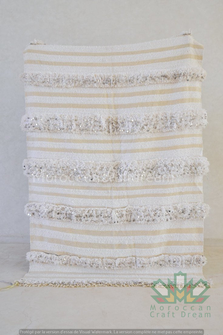 Handmade Moroccan Wedding Blanket Handira WHITE HB2WH