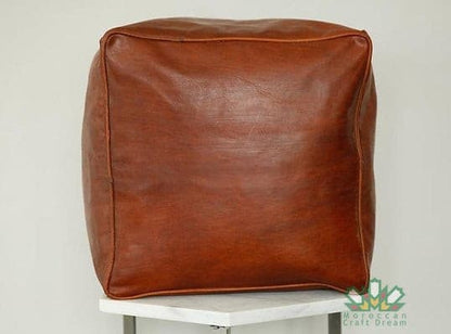Luxury Leather Square Ottoman Light Tan SP3TA (Without Stitching)
