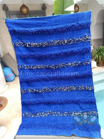 Χειροποίητη Μαροκινή κουβέρτα γάμου Handira BLUE HB1BL