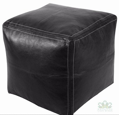 Luxury Leather Square Ottoman Black SSP1BL