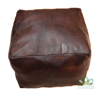 Luxury Leather Square Ottoman Chocolate SP1CH  (Without Stitching)