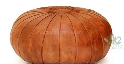 Extra Large Classy Leather Ottoman Caramel CP1CR