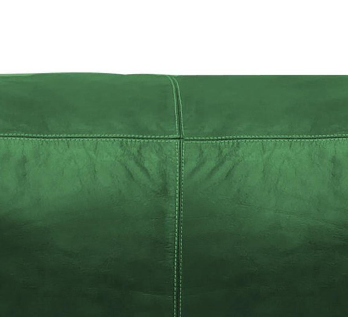 Grand pouf carré/rectangulaire en cuir de luxe vert LSP1GN