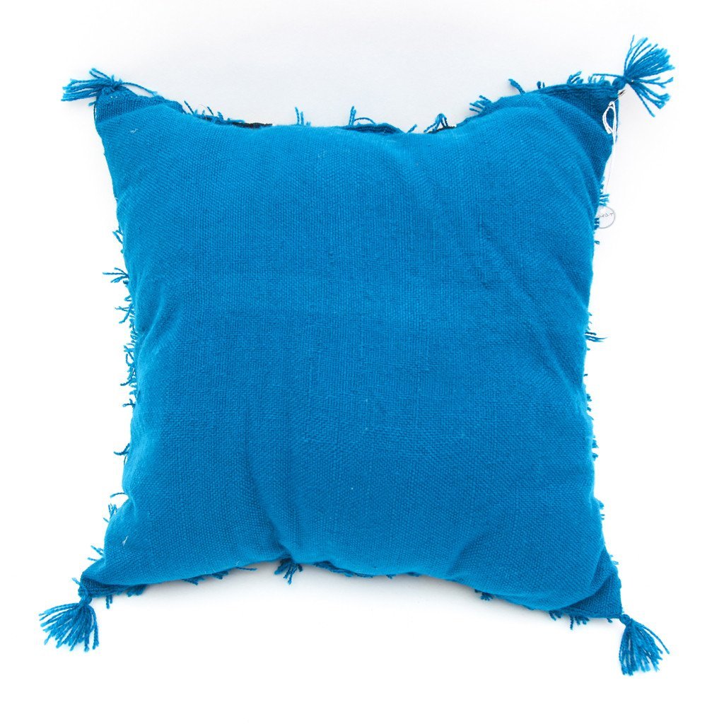 Moroccan Wedding Blanket Pillow Handira Blue