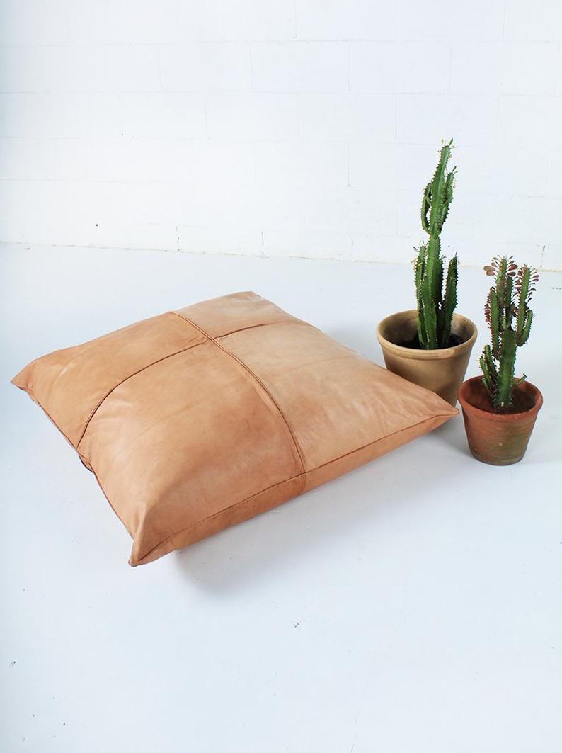 Leather Square Luxury Simple Pillow Caramel NP2CR