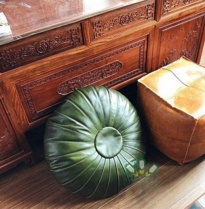 CLASSY LEATHER OTTOMAN GREEN CP1GN
