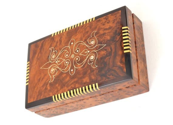 Hand-carved Jewelry Box, Jewelry Chest, Wooden Memory Box, Moroccan Handmade