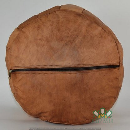 MEDIUM LUXURY LEATHER OTTOMAN CARAMEL WITHOUT STAR STITCHING RP4CR