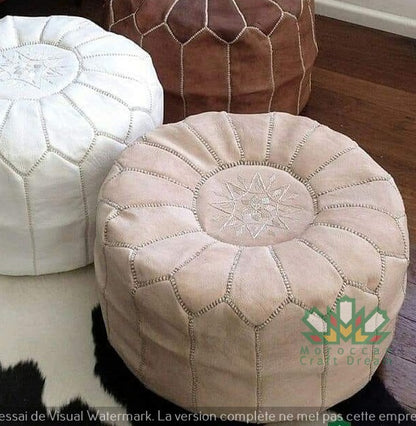 LUXURY LEATHER OTTOMAN NATURAL RP1NA