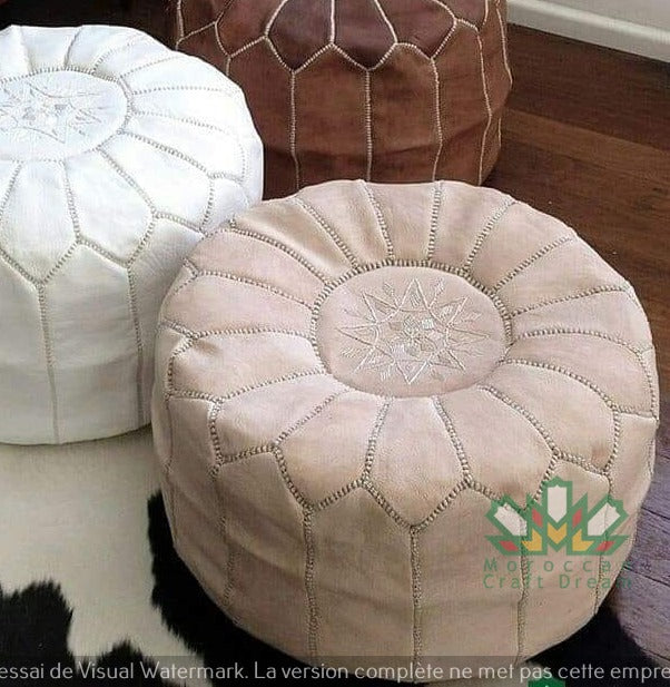 Luxury Leather Ottoman Natural MRP1NA