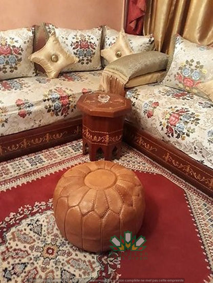 Luxury Leather Ottoman Caramel Without Star Stitching MRP4CR