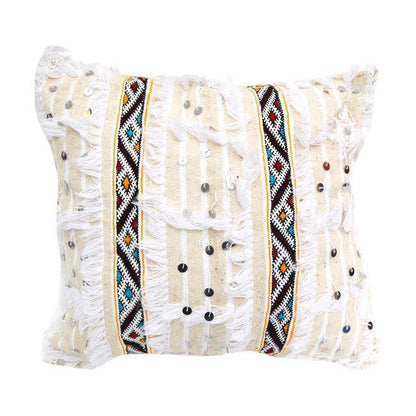 Moroccan Wedding Blanket Pillow Handira White 1