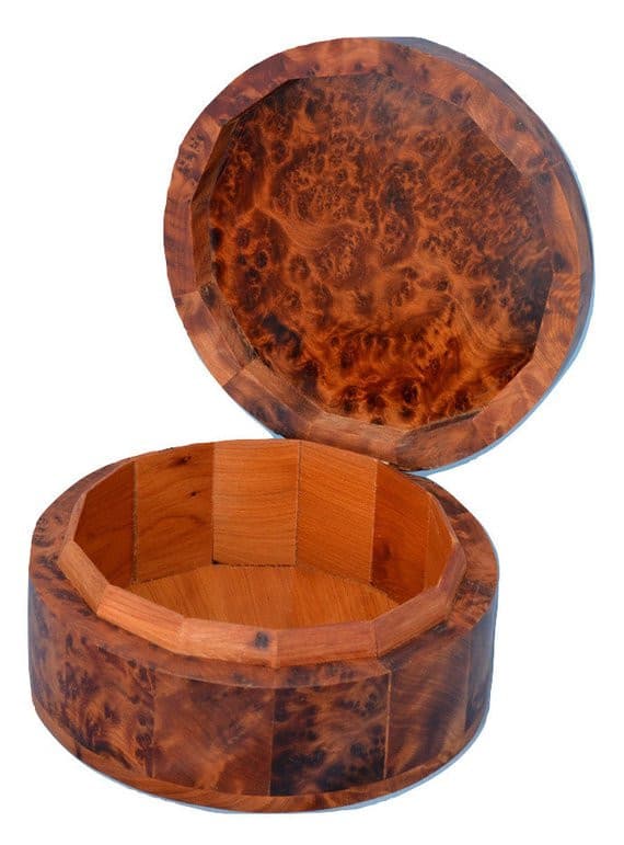 Thuya Wood Moroccan Round Handcrafted Jewelry Box Personalized Gift Box Jewelry