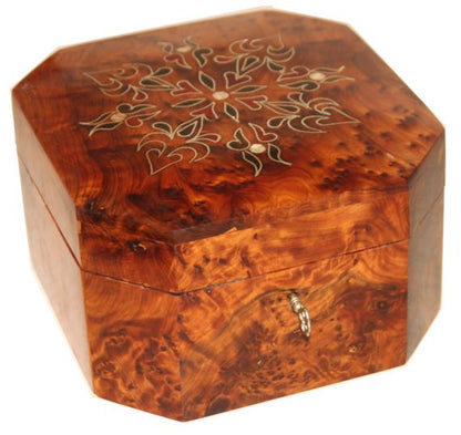 Handmade Thuya Wood Jewelry Box – Handcrafted Moroccan Wooden Box TW1DF