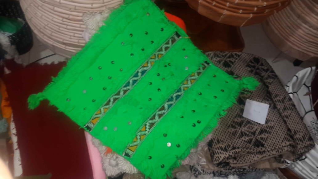 Moroccan Wedding Blanket Pillow Handira Green