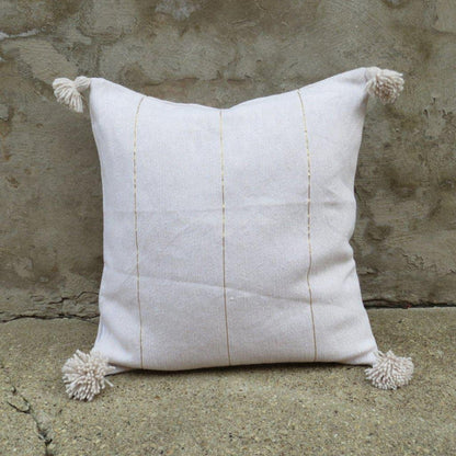 White Stripe Moroccan Pom Pom Pillow