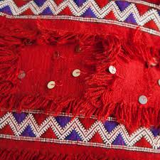 Moroccan Wedding Blanket Pillow Handira Red