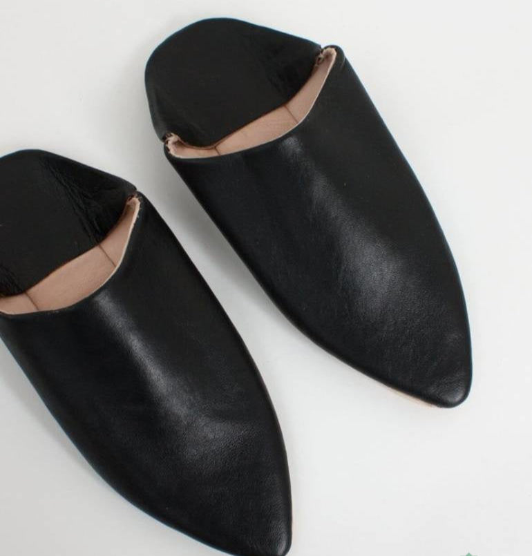 handmade leather slippers moroccan babouches marrakech black