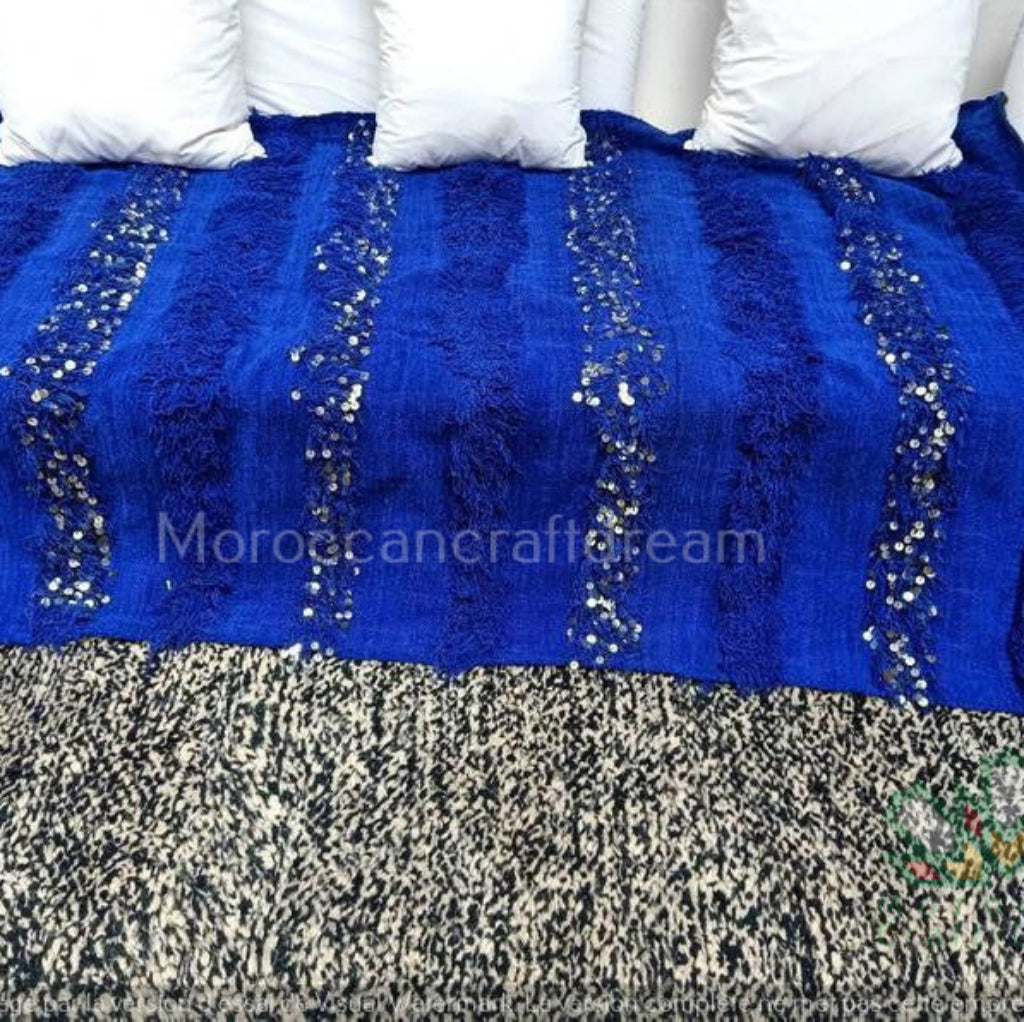 Handcrafted Blanket Throw Blue for beds and rooms HB1BU3