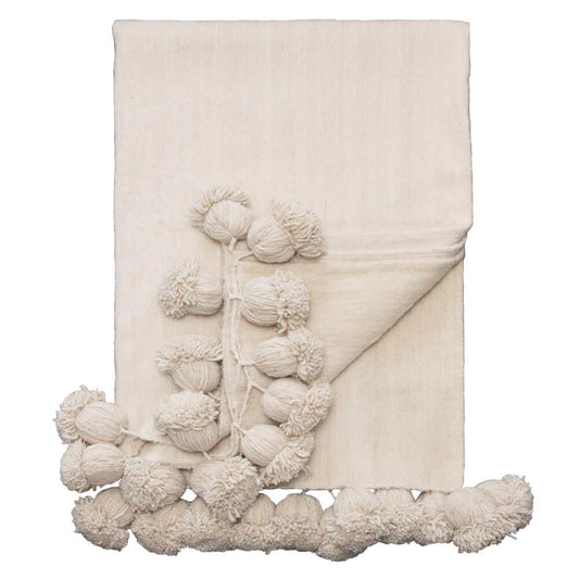 Handcrafted Blanket Throw Cream for beds and rooms MB1CR4