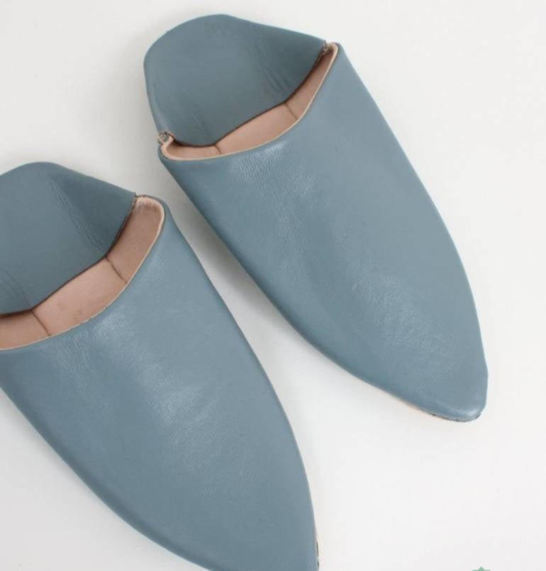 handmade leather slippers moroccan babouches marrakech grey