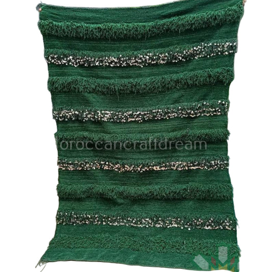Handcrafted Blanket Throw Green for beds and rooms HB1GN