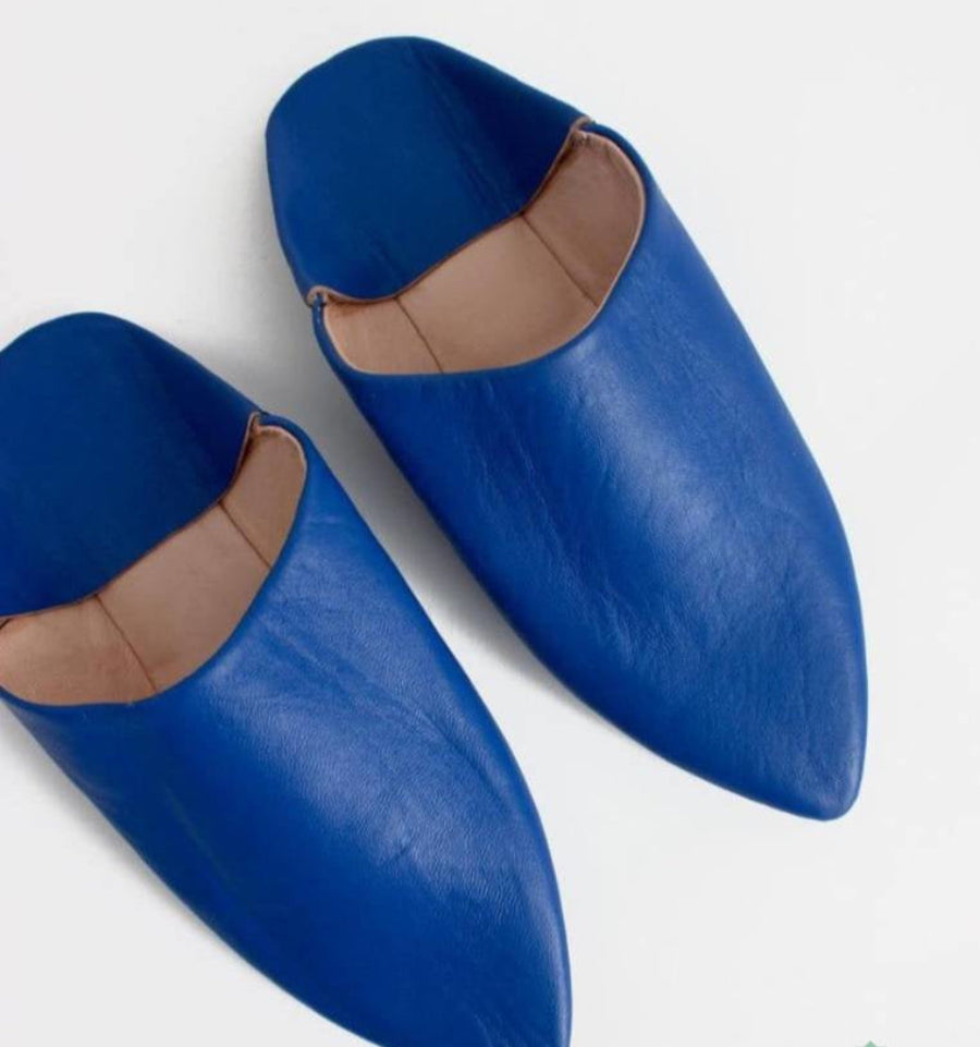 handmade leather slippers moroccan babouches marrakech blue