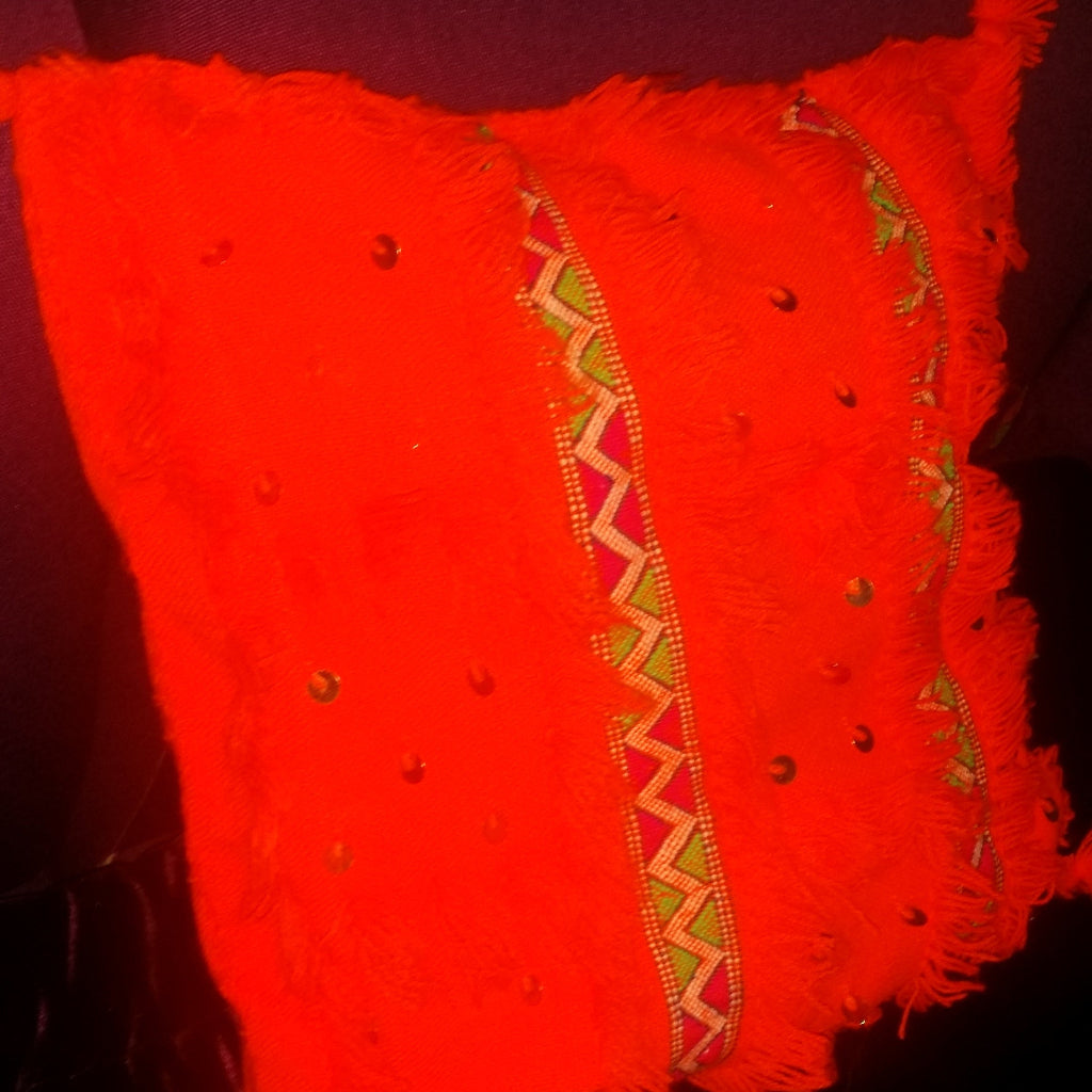 handmade moroccan pillow cushion bohemian orange 5