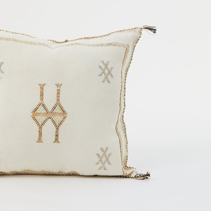White Moroccan hand-loomed pillow cover showcasing traditional craftsmanship 2