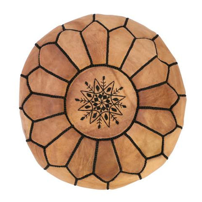 Handmade leather coffee table, moroccan pouf, round ottoman