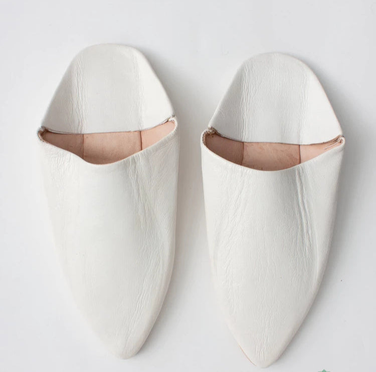 handmade leather slippers moroccan babouches marrakech white