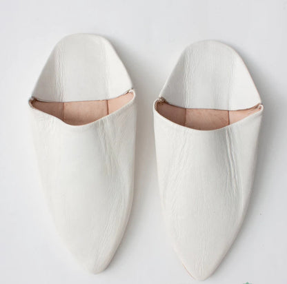 handmade leather slippers moroccan babouches marrakech white