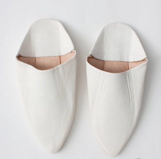 handmade leather slippers moroccan babouches marrakech white